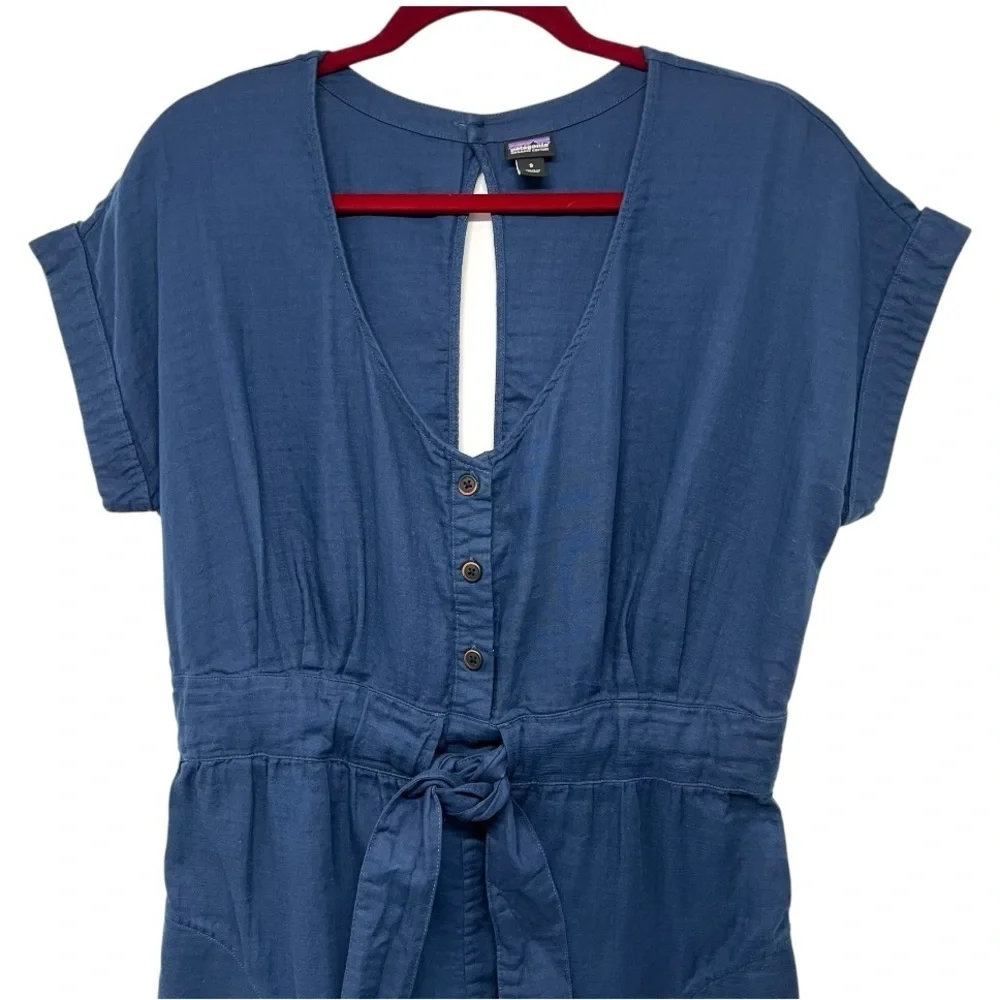 Patagonia Organic Cotton Gauze Stone Blue Casual Romper Playsuit Women’s Small - Picture 5 of 9
